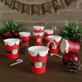 Red Green Glitter White Stripes Holiday Christmas Paper Cups, Zazzle