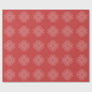 Red christmas embroidery snowflake art seasonal  wrapping paper