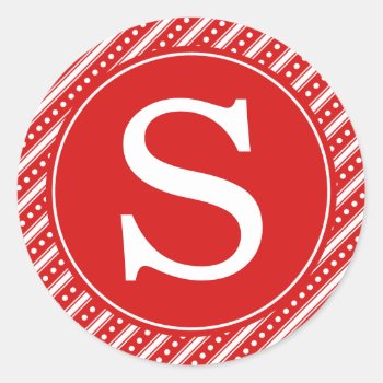 Red Christmas Envelope Seal Stickers W/ Monogram by thechristmascardshop at Zazzle