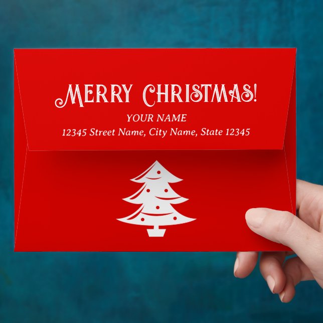 Red Christmas envelopes with X-mas tree icon (Hand)