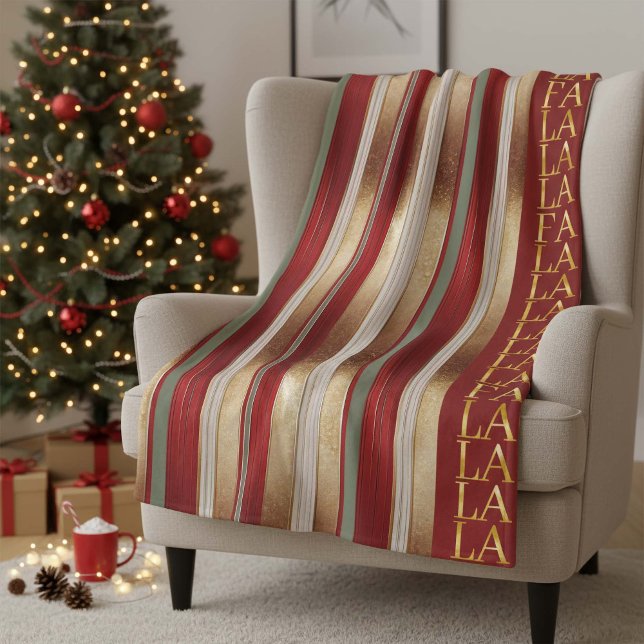 Red Christmas Fa La La Pattern#27 ID1009 Fleece Blanket (Creator Uploaded)