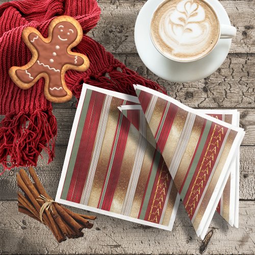 Red Christmas Fa La La Pattern27 ID1009 Paper Dinner Napkins