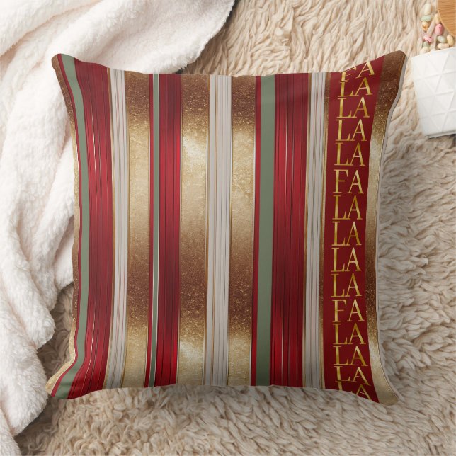 Red Christmas Fa La La Pattern#27 ID1009 Throw Pillow (Blanket)