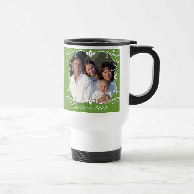 Red Christmas Family Photo Stainless Travel Mug (Right)