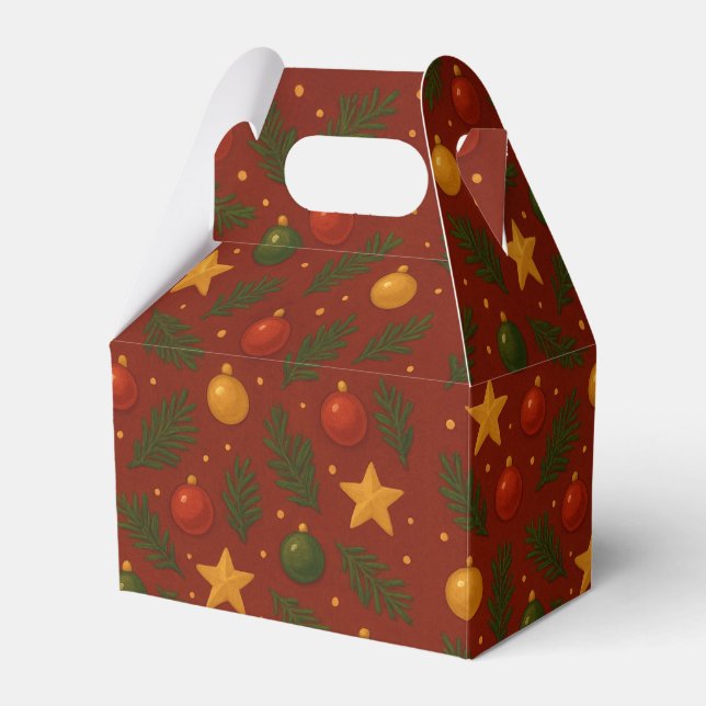 Red Christmas Favor Boxes – Classic Holiday Party  (Front Side)