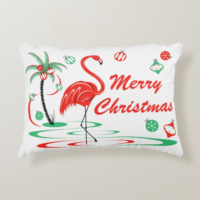 Red Christmas Flamingo Baubles Christmas accent Accent Pillow (Front)