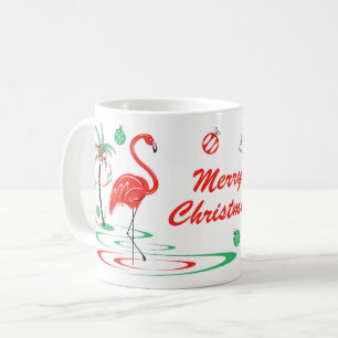 Red Christmas Flamingo Baubles Christmas mug