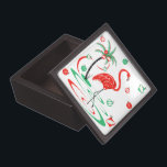 Red Christmas Flamingo Baubles gift box magnetic<br><div class="desc">A fun, festive, flamingo design with a retro touch in red and green. A red flamingo wades in the water next to a palm tree decorated with Christmas baubles and ribbon. A customizable design for you to personalise with your own text, images and ideas. An original digital art image created...</div>