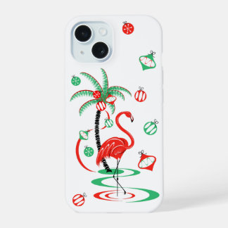 Red Christmas Flamingo Baubles iPhone case