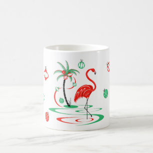 Red Christmas Flamingo Baubles mug