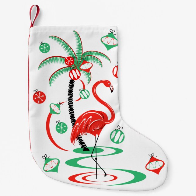 Red  Christmas Flamingo Baubles stocking one sided (Front)