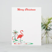 Red Christmas Flamingo Christmas letterhead (Standing Front)