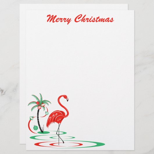 Red Christmas Flamingo Christmas letterhead (Front/Back)