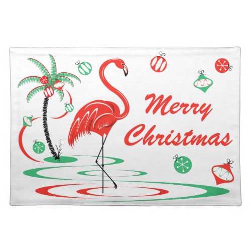 Red Christmas Flamingo Christmas placemat cloth