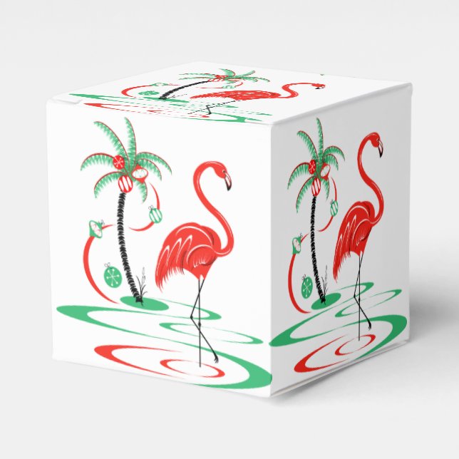 Red Christmas Flamingo favor box classic (Front Side)
