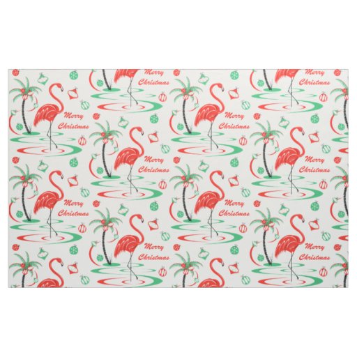 Red Christmas Flamingo Merry Christmas large Fabric