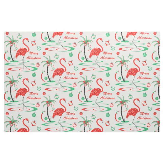 Red Christmas Flamingo Merry Christmas large Fabric (Fat Quarter)
