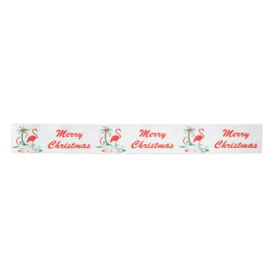 Red Christmas Flamingo Merry Christmas ribbon