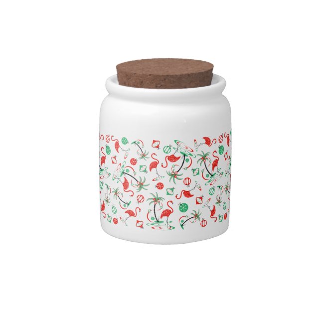 Red Christmas Flamingo Multi candy jar (Front)