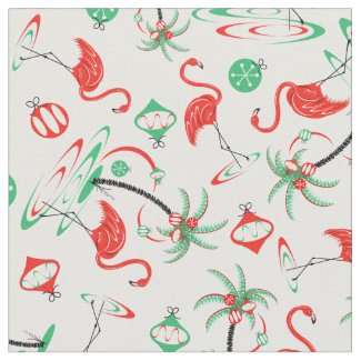Red Christmas Flamingo Multi fabric small pattern