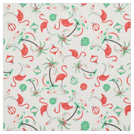 Red Christmas Flamingo Multi fabric small pattern