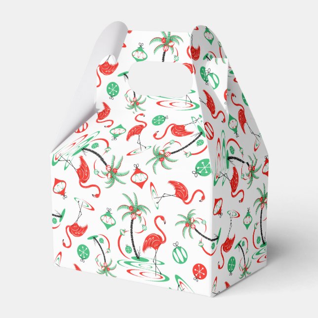 Red Christmas Flamingo Multi favor box gable (Front Side)