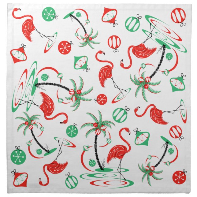 Red Christmas Flamingo Multi napkins (Front)