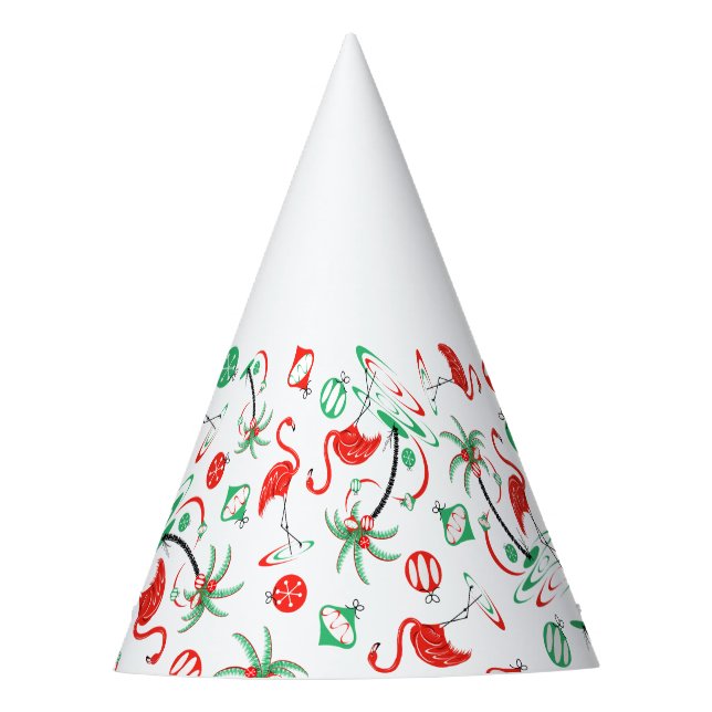 Red Christmas Flamingo Multi party hat (Front)
