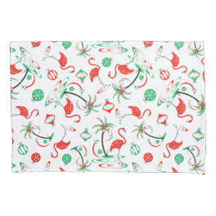 Red Christmas Flamingo Multi pillowcase single