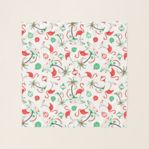 Red Christmas Flamingo Multi scarf chiffon