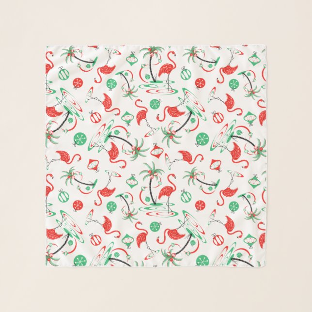 Red Christmas Flamingo Multi scarf chiffon (Front)