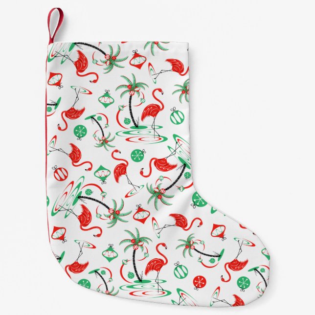 Red Christmas Flamingo Multi stocking one-sided (Front)