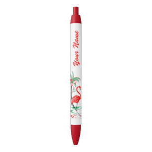Red Christmas Flamingo Name pen