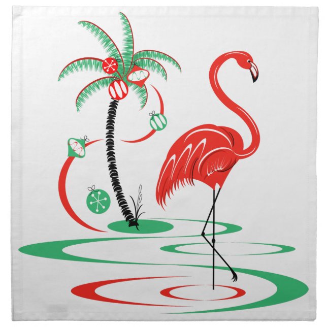 Red Christmas Flamingo napkins (Front)