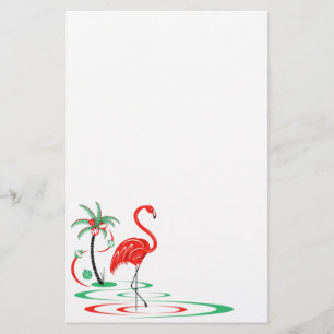 Red Christmas Flamingo stationery