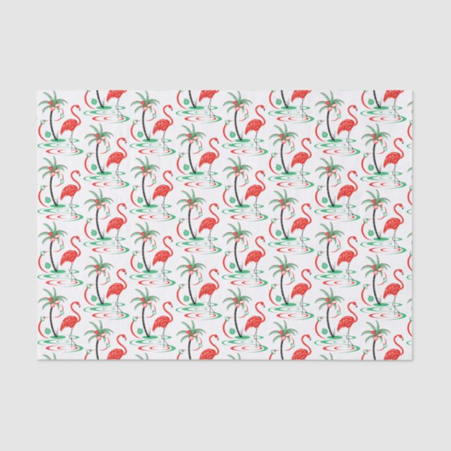 Red Christmas Flamingo tissue paper (Front)