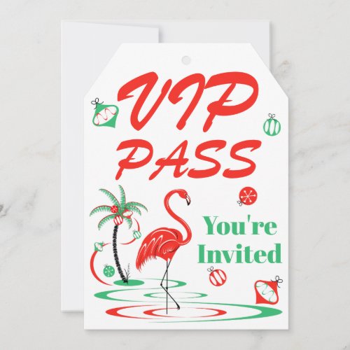 Red Christmas Flamingo VIP Pass invitation