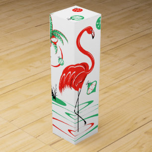 Red Christmas Flamingo wine box