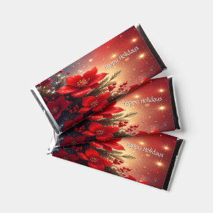 Red Christmas Floral Holiday Hershey Bar Favors
