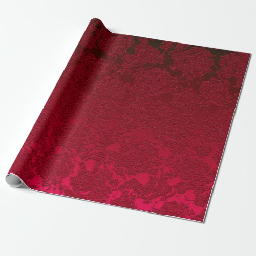 Red Christmas Floral Succulent Pattern Metallic Wrapping Paper