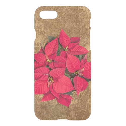 Red Christmas flower on abstract gold iPhone SE87 Case