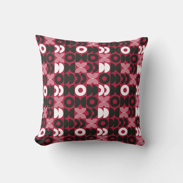 Red Christmas Geometric Modern  Throw Pillow (Front)
