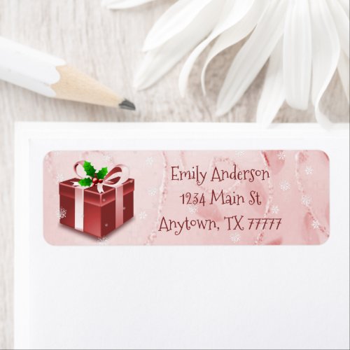 Red Christmas Gift Address Label