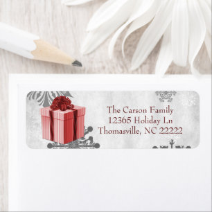 Red Christmas Gift Address Label