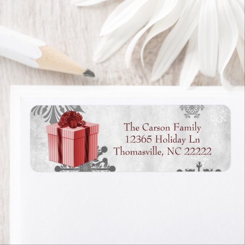 Red Christmas Gift Address Label