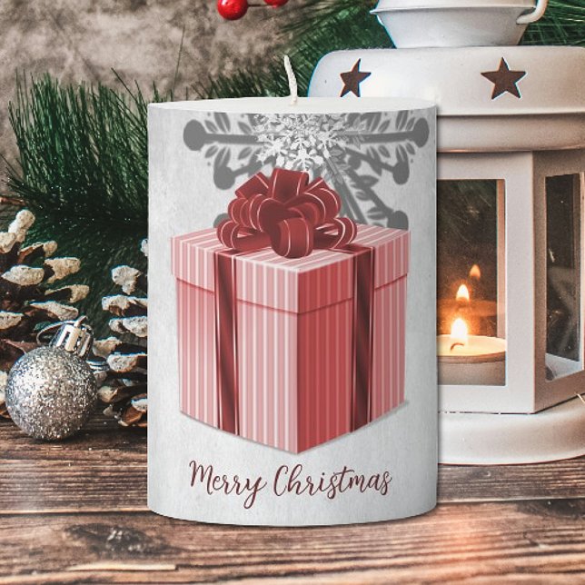 Red Christmas Gift Holiday Pillar Candle (Red Christmas Gift Holiday Pillar Candle)