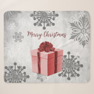 Red Christmas Gift Holiday Sherpa Blanket