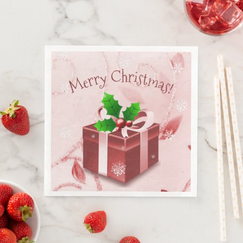 Red Christmas Gift Paper Napkin