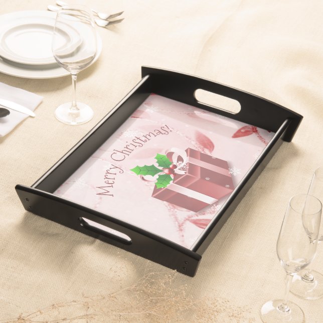 Red Christmas Gift Serving Tray (Front)