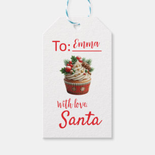 Red Christmas Gift Tag With love From Santa